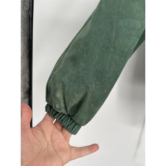 Vintage RZR Originals Women’s Korean Green Leather Jacket Button-Up Medium - Picture 4 of 15